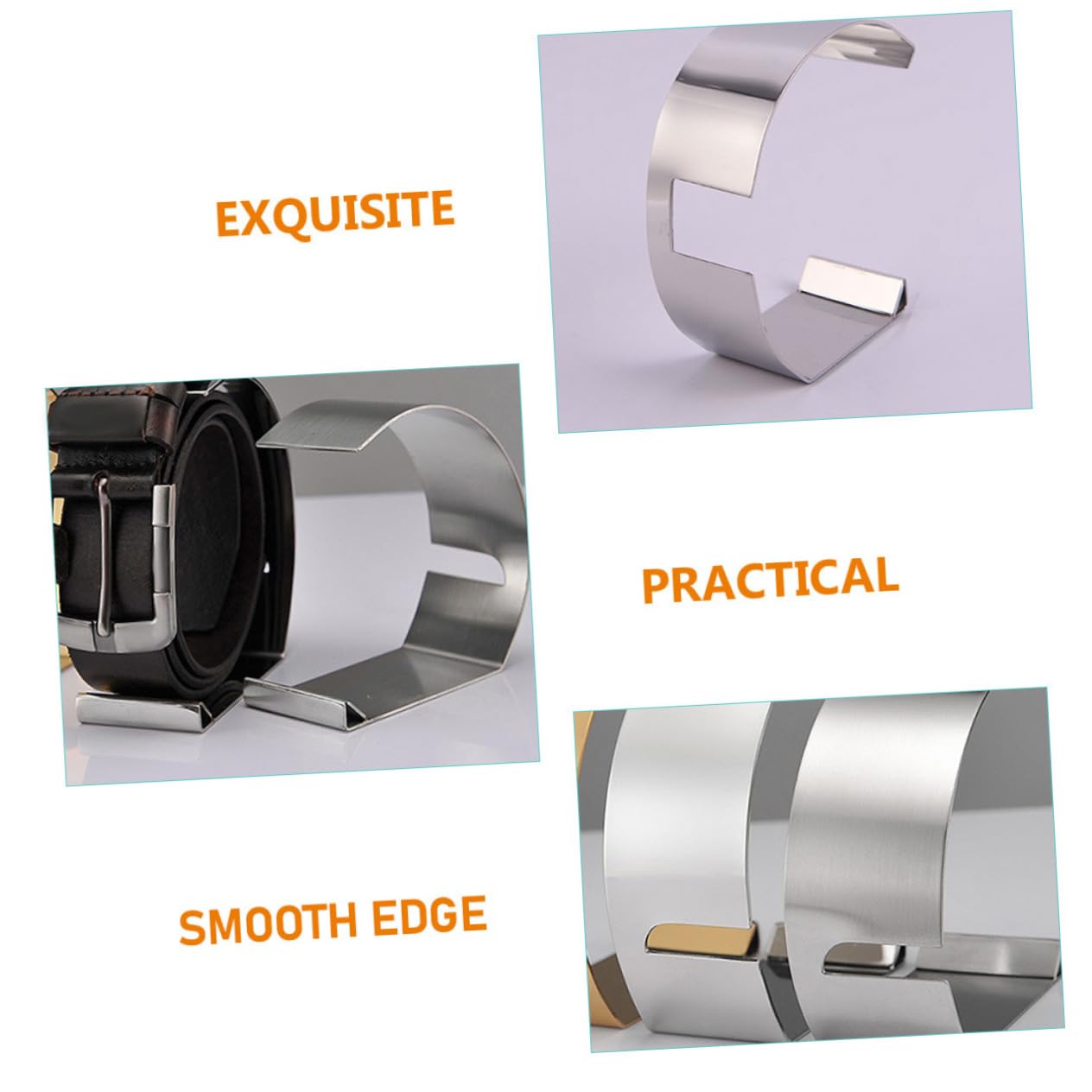 PRETYZOOM Stainless Steel Belt Display Stand Brush Finish Belt Rack Holder for Closet Organizer Stylish Storage for Men and Women Belts