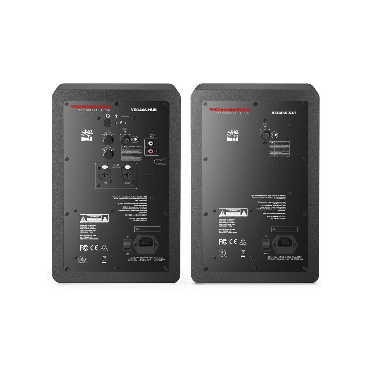 CERWIN-VEGA! VEGA6SB-PR 6 inch 140 Watts 2-Way Studio Monitors Full Range Active Powered Black HUB and SAT Pair