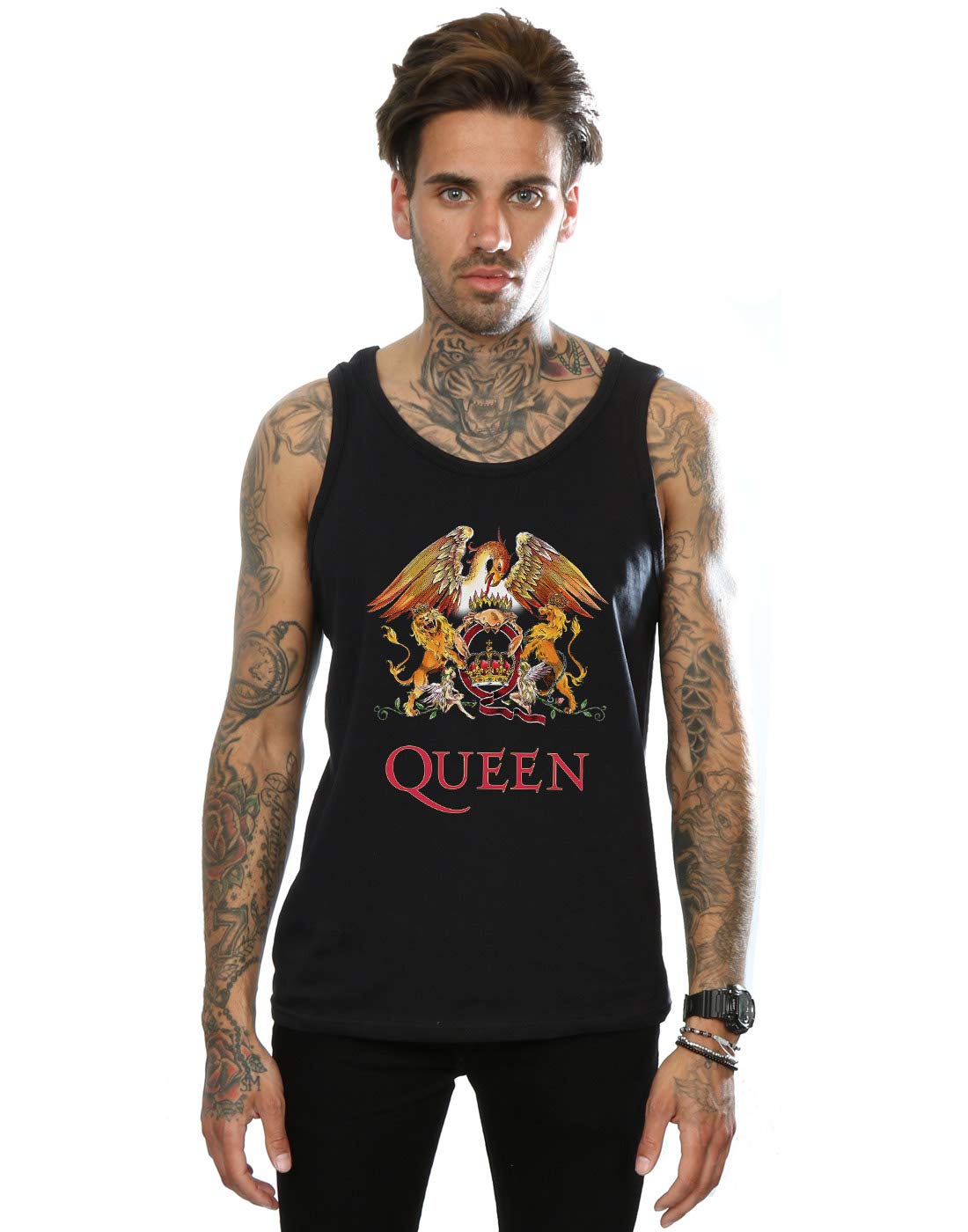 Absolute Cult Men's Black Queen Crest Logo Vest Medium