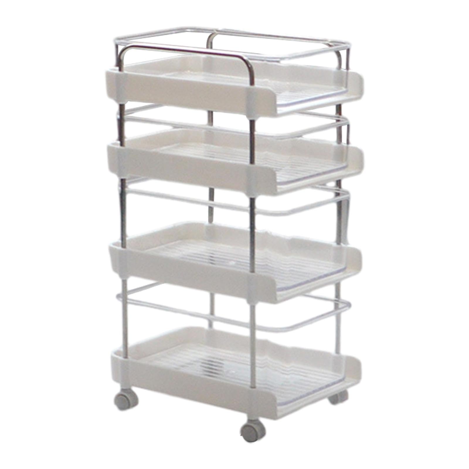1/6 Casa delle Bambole Organizzatore di Contenitori Scaffale Elettrodomestici da Cucina Artigianato Miniatura Carrello Portaoggetti con Ruote per, Bianco