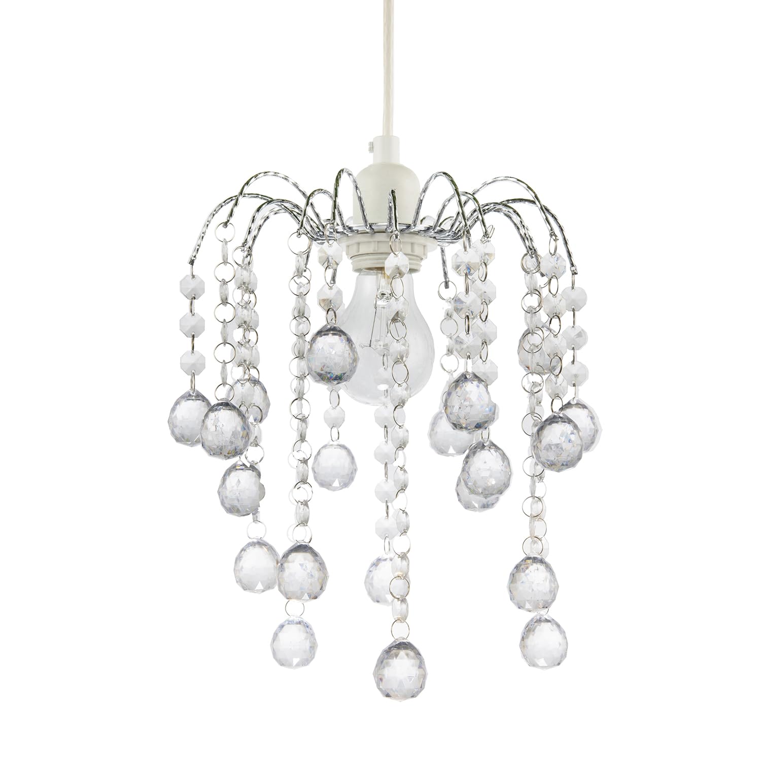 Happy Homewares Chic Waterfall Pendant Light Shade With Clear Acrylic Balls And Beads from B&Q