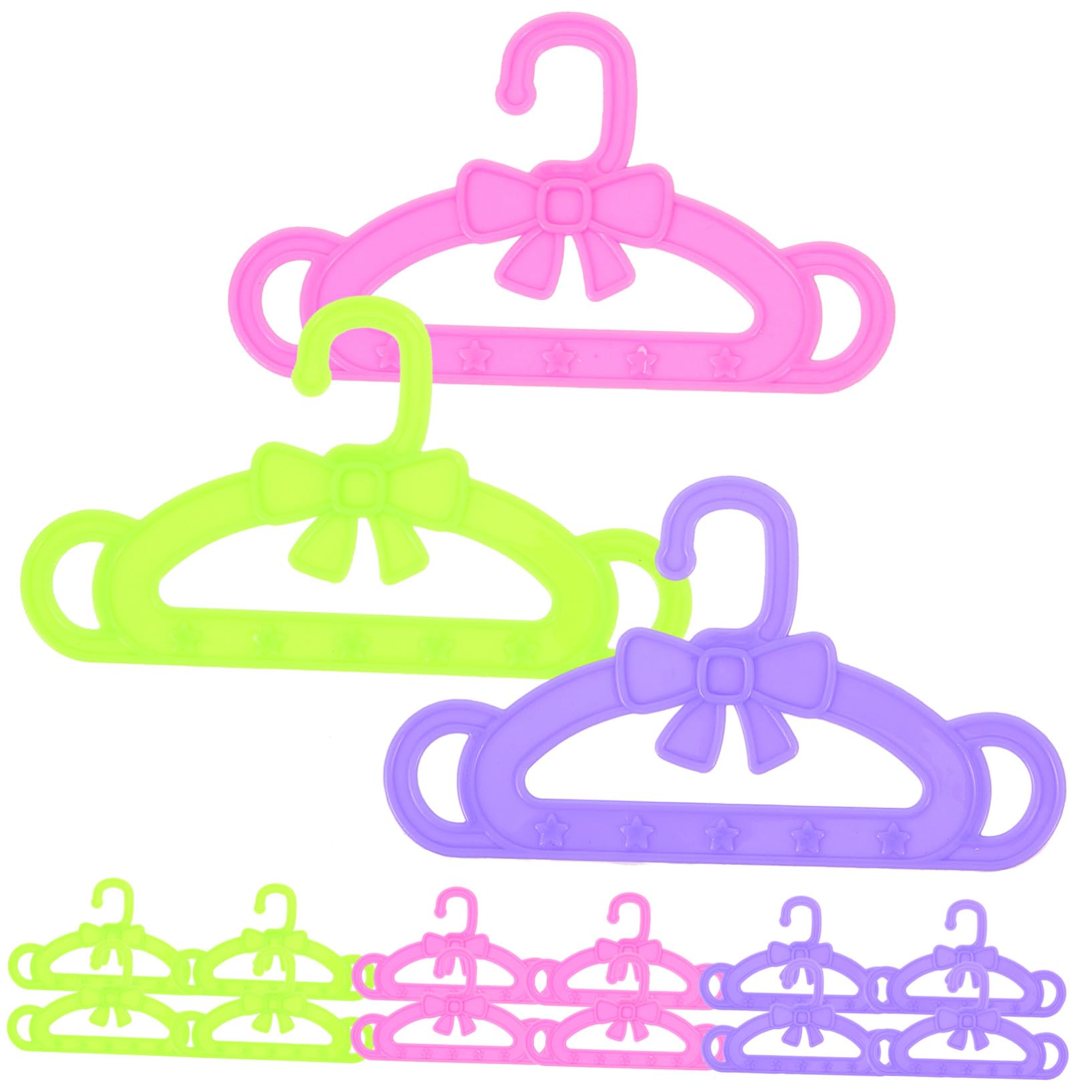 Perchas Piezas Ropa Muñecas 15 de 18 para Pulgadas | Plástico, Rosa Verde y Morado, para Prendas de Muñeca, Accesorios para Baby y Kids, Navidad y Año