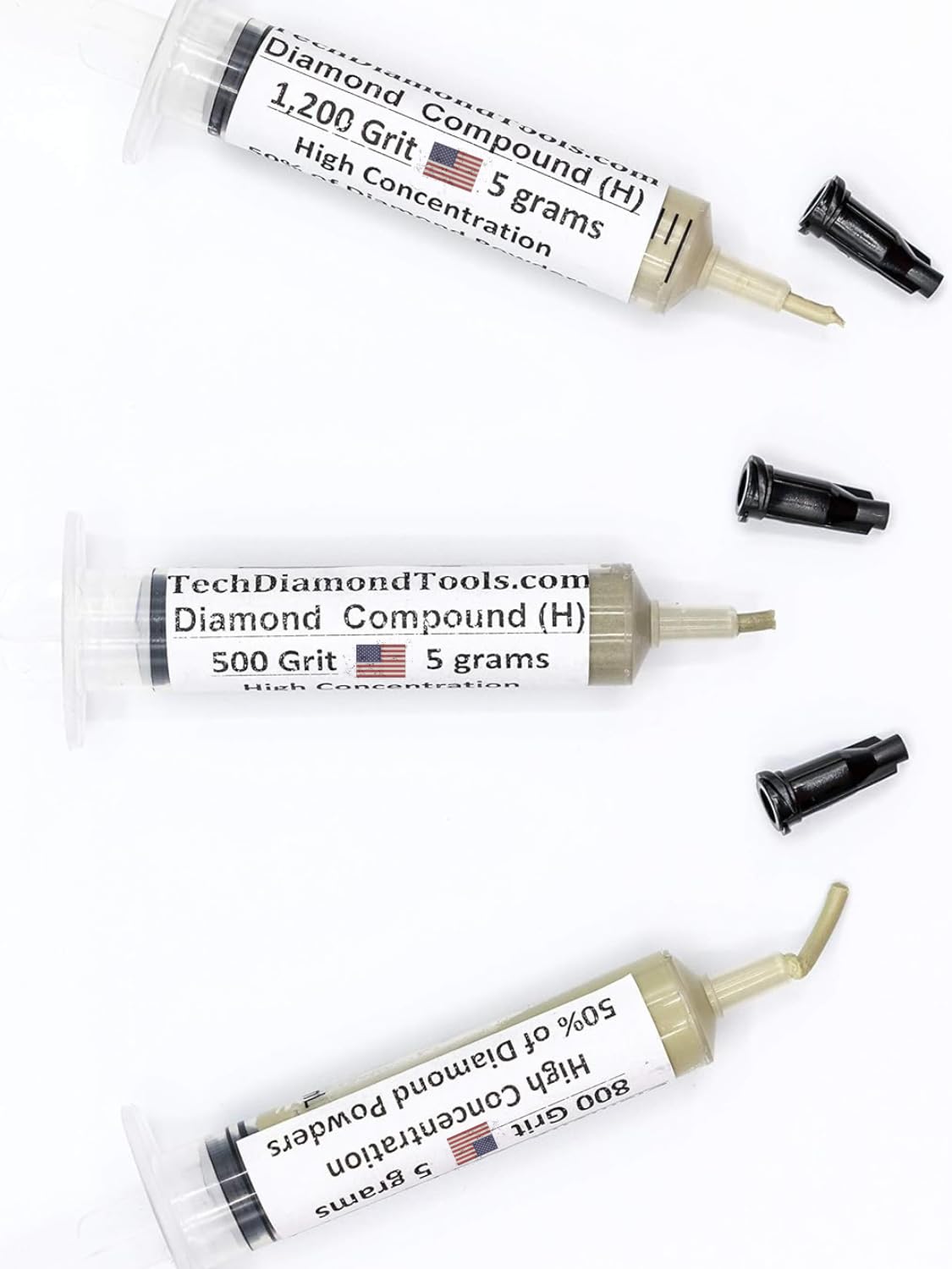TechDiamondTools Kit of 3 Diamond Lapping Paste Polishing Compound 500 800 1200 Grit Lapidary Paste for Rock Glass Metal Jewelry Resin Marble with High Concentration of Diamond Powder USA Made
