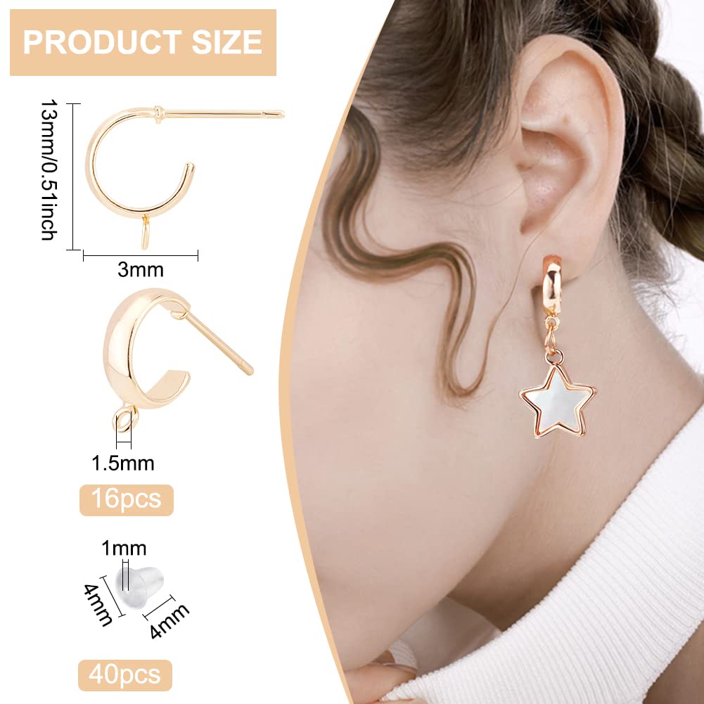BENECREAT Lot de 16 fermoirs de boucles d'oreilles à tige en laiton plaqué or 18