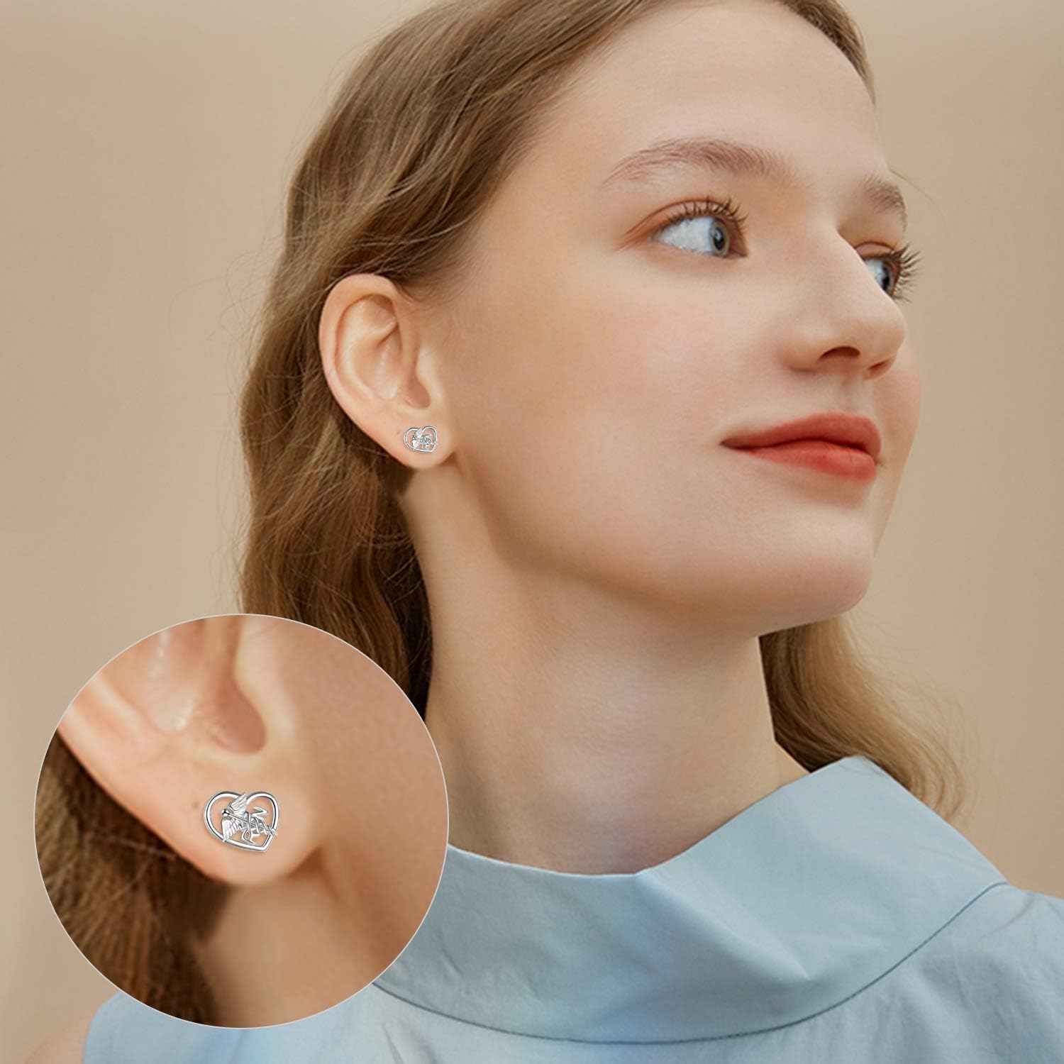 YFN Nursing Themed Stud Earrings Sterling Silver Jewelry Gift for Nurse