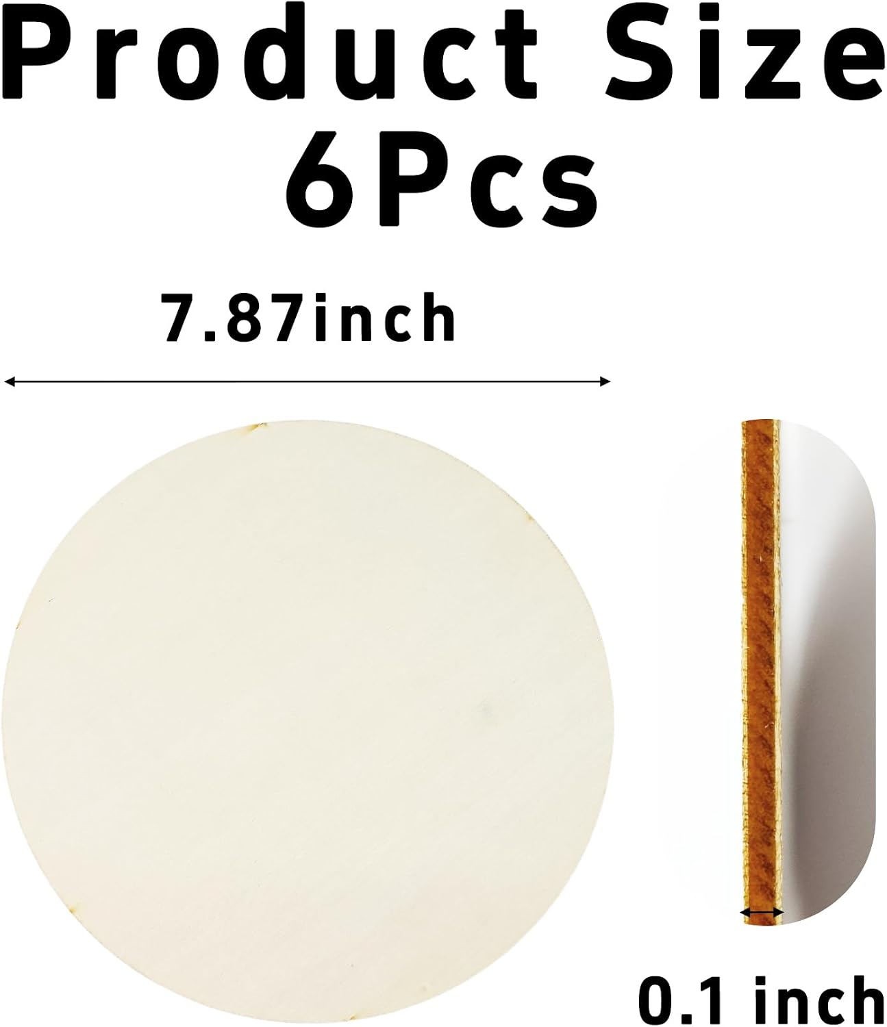 6Pcs 7.87inch Wood Circles for Crafts, Unfinished Round Wood Discs, Wooden Cutouts for Door Hangers, DIY Home Decor, Painting, Drawing, Wood Burning, Party and Art Projects image 2