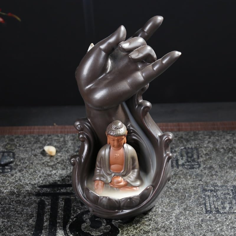 Quemador de Incienso de reflujo, Quemador de Incienso de Mano de Buda Guanyin, incensario de cerámica for el hogar