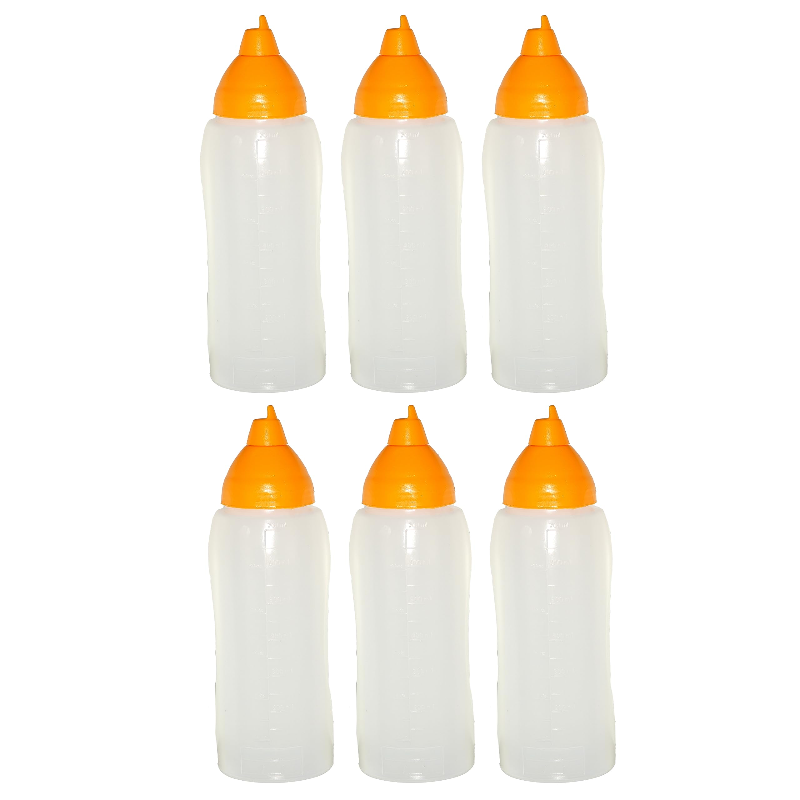 6 flaconi gialli da spremere, 750 ml, senza goccia, per ketchup, senape
