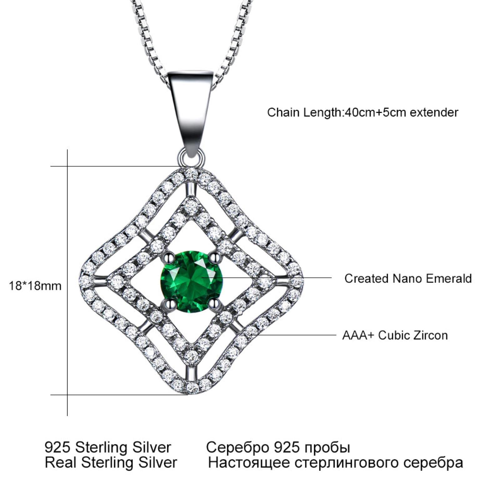 DAOMEI Collana Iniziale con Ciondolo in Argento Sterling 925 con Pietra Preziosa Verde Smeraldo Nano per Donna con Catena