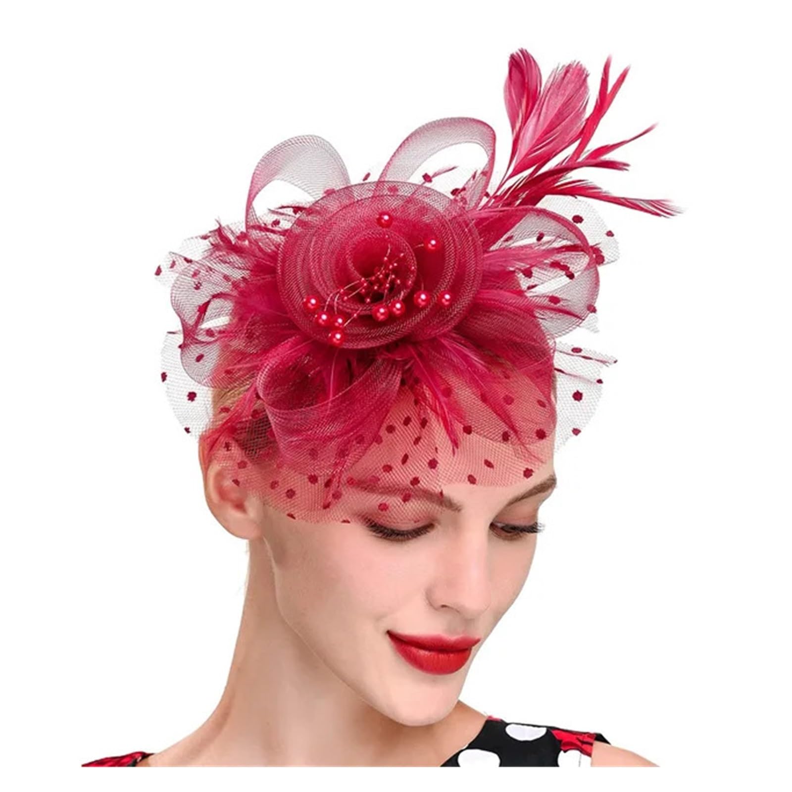UALXPAO Wedding Hats Vintage Fascinators For Women Ascinator Hats For Wedding And Church Headband Hat Caps Tea Party for Tea Party,Weddings(Color3)