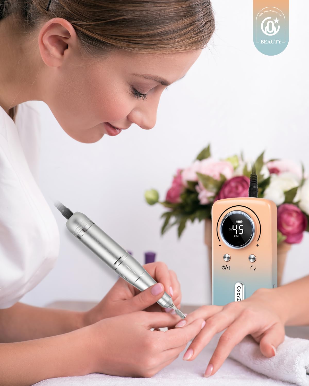 CozyZen Trapano per unghie senza fili professionale: 45000 giri/min, kit di lima elettrica ricaricabile per unghie, portatile e a basso rumore, per unghie acriliche, gel, manicure e pedicure, salone e
