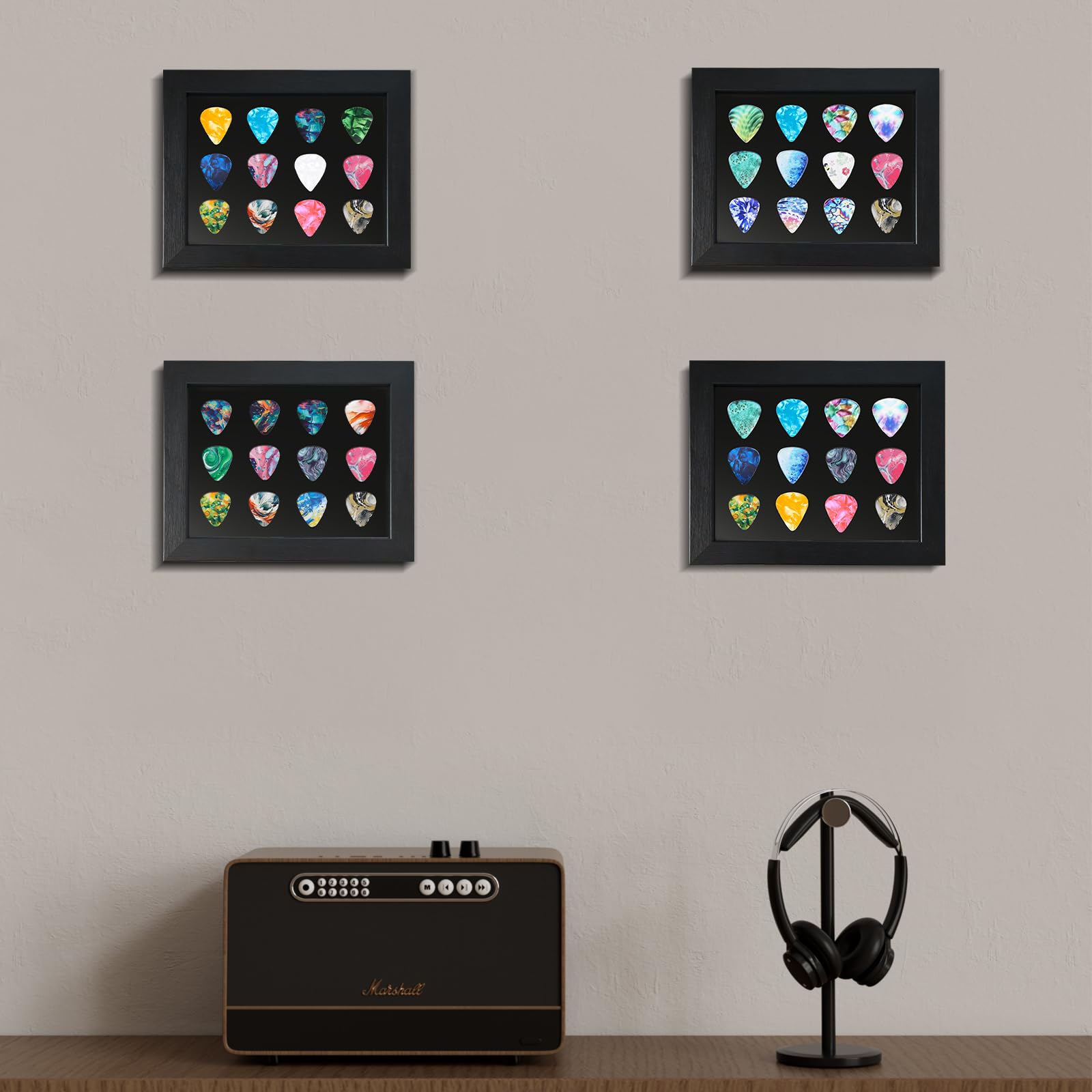 Marco de exhibición para púas de guitarr