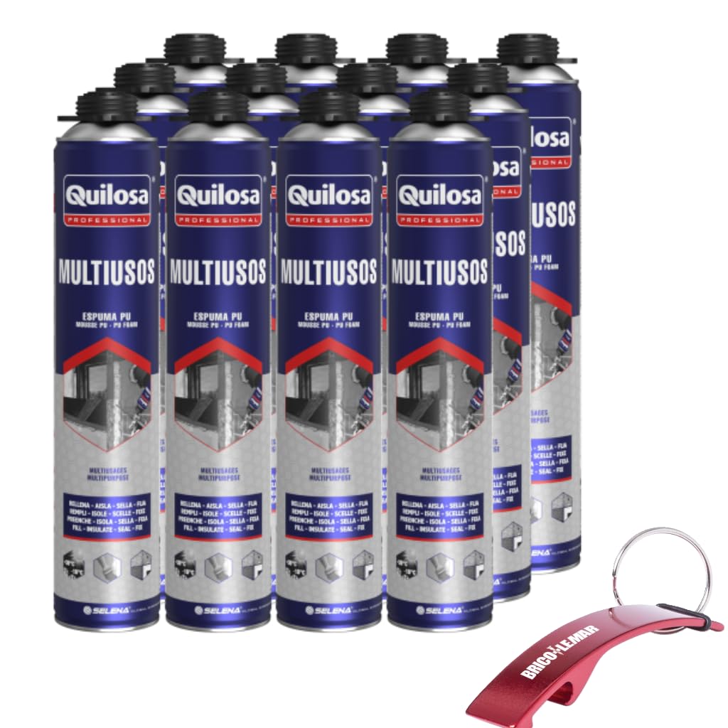 Espuma Poliuretano Pistola 700ml Multiusos Quilosa (caja 12 unidades)+ llavero Bricolemar