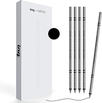inq PEN Kit 5-Pack D1 Refills Black, 0.7mm Conical ESB-0.7 Emulsion Ink Cartridges with Removal Tool for Smooth Quick-Dry Writing