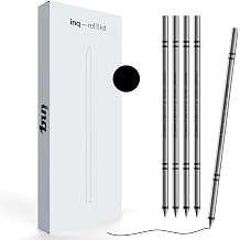 inq PEN Kit 5-Pack D1 Refills Black, 0.7mm Conical ESB-0.7 Emulsion Ink Cartridges with Removal Tool for Smooth Quick-Dry Writing