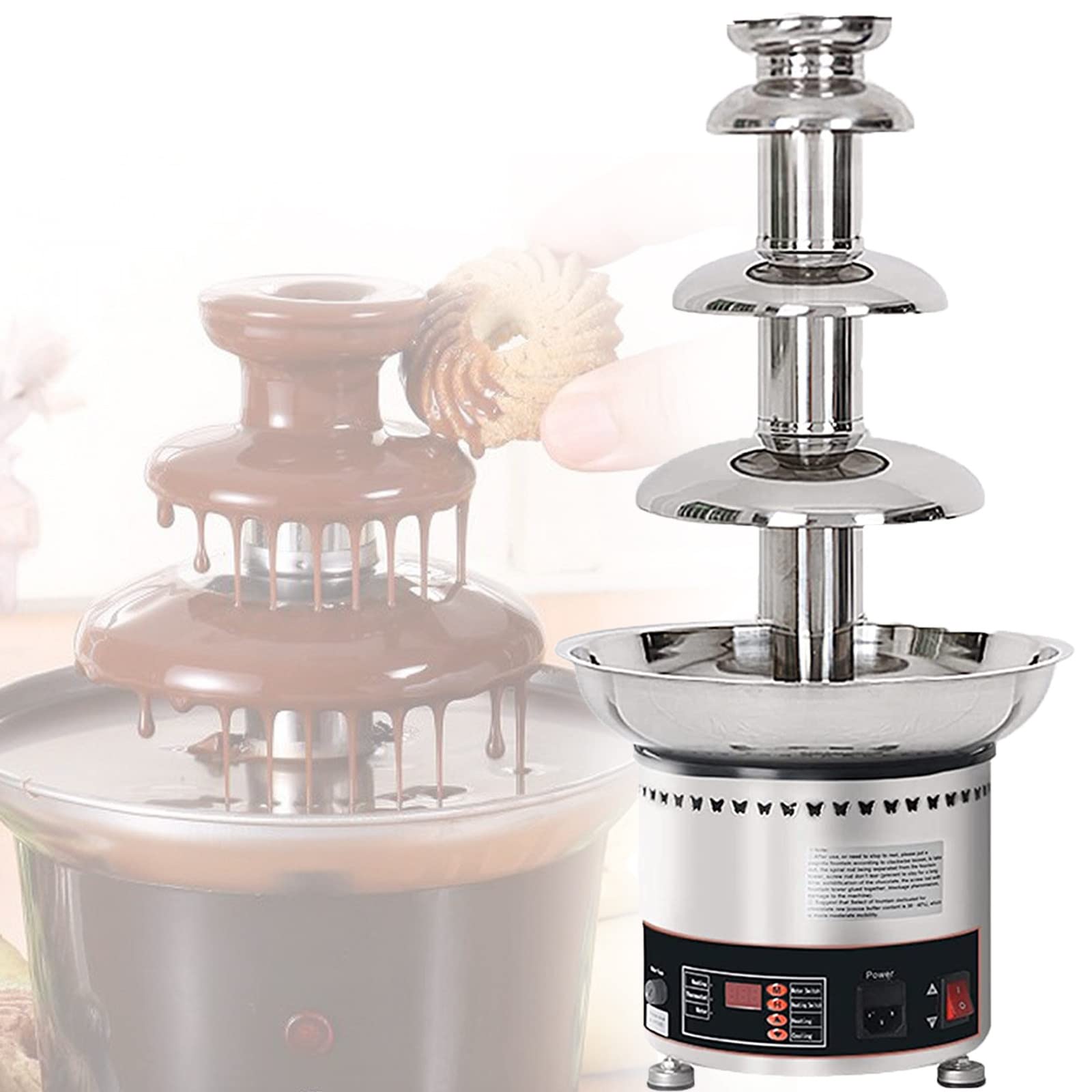 ASerZenith Chocolate Fountain Hot Pot, Electric Chocolate Melting Machine, Suitable For Restaurants, Buffets,4Tier