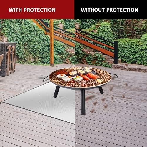 Fire Pit Mat|Large Square 40 Inch BBQ Fireproof Mat for Decking,Heat Resistant Grill Mat Outdoor Foldable Protect Lawn,Garden,Patio,Backyard