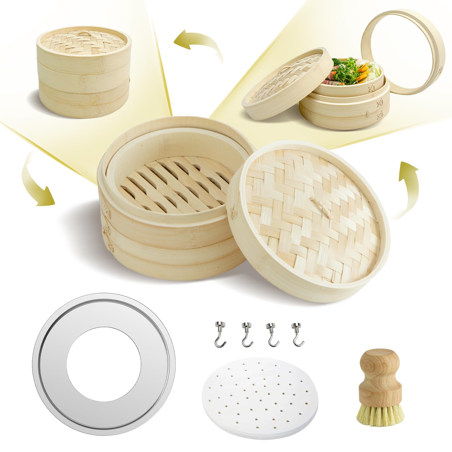 Amazon | 重ねて収納可能 【高さ調整輪付☆受け台セット】せいろ 受け