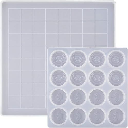 Miniatura 2 de Longlasting Molde de resina de damas, molde de silicona hecho a mano, molde de damas internacional, molde transparente, tablero de juego, molde de