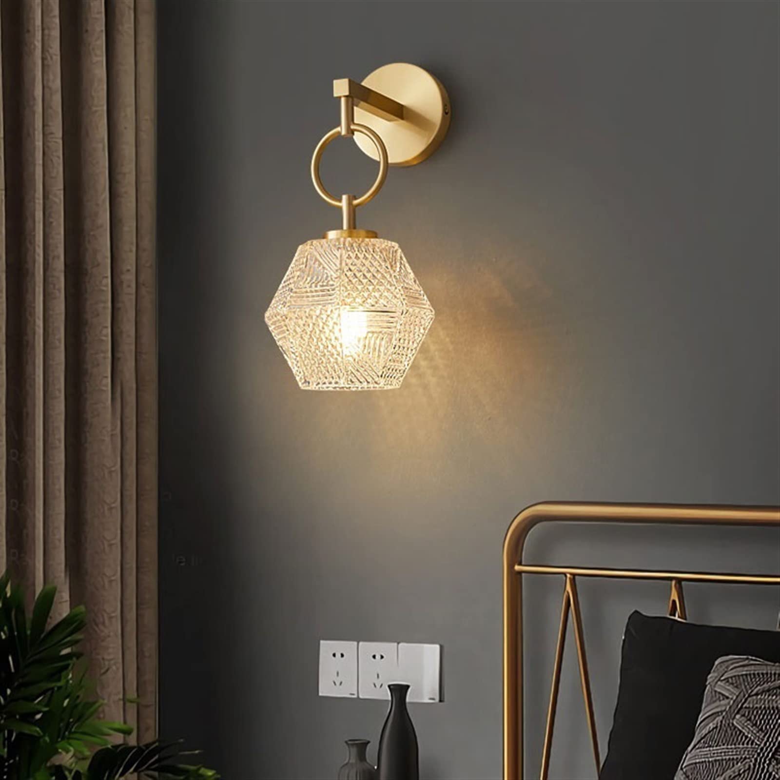 Kinkiet Sypialnia Lampa nocna TV Tło Kinkiet Nowoczesna Luksusowa Kryształowa Ścienna Balkon Oświetlenie Osprzętu Lampy Oprawy