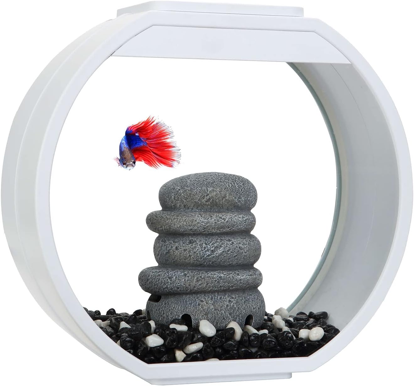 Fish 'R' Fun Mini Round Tank Glass Aquarium, 10 Litre Capacity, White ...