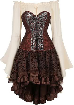 Steampunk Corsage Mit Rock & Bluse – Mittelalter-Look Für Mottopartys