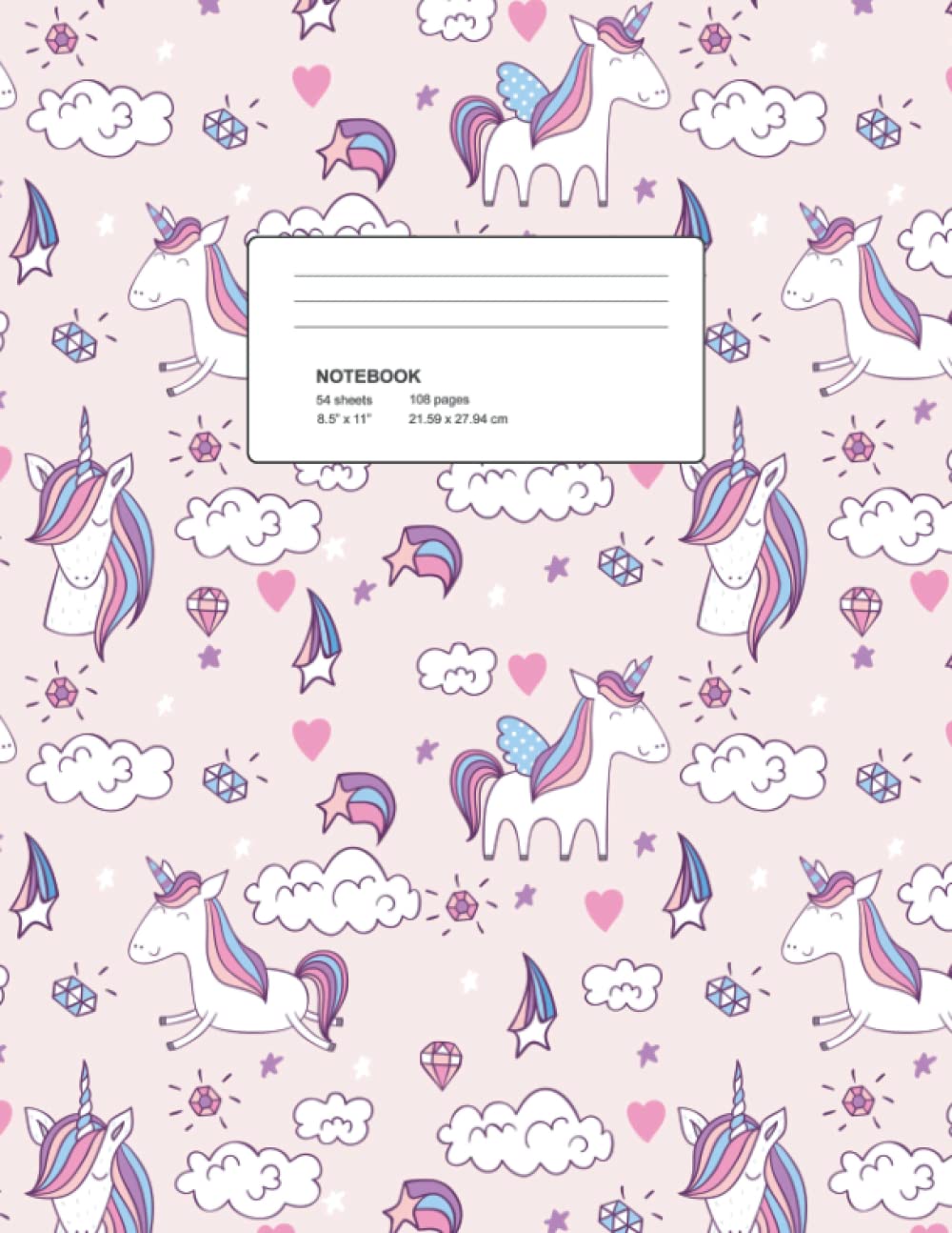 Notebook: Pretty Adorable Unicorn notebook journal 8.5 x 11: kids composition notebook