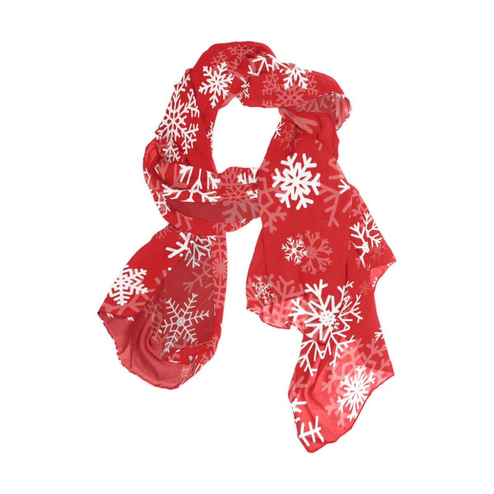 XUWU Christmas Snowflake Print Shawls and Wraps for Evening Dresses, Light Soft Long Scarves Chiffon Silk Shawl