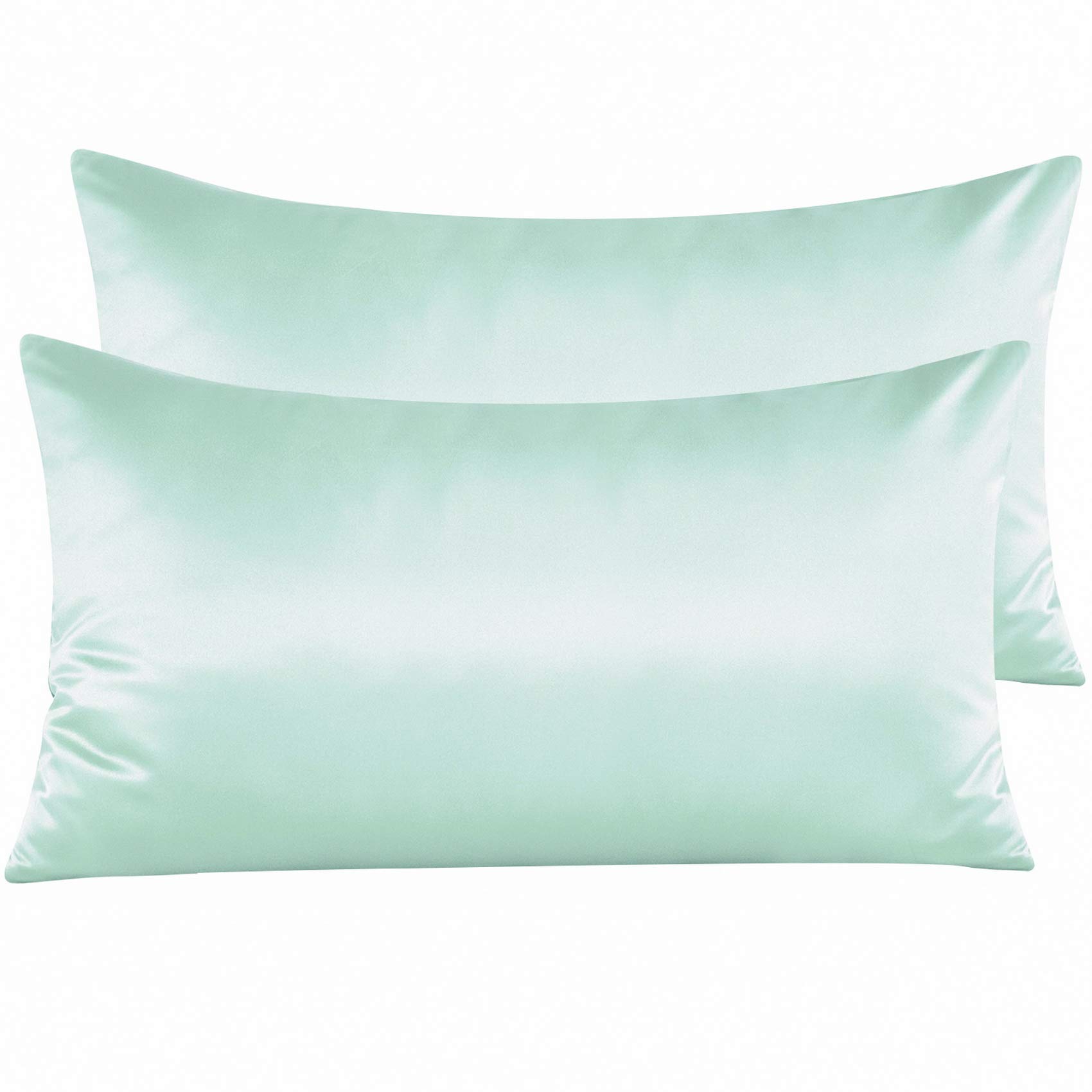 NTBAY King Satin Pillowcases, Set of 2, Zipper, Cyan — image 1