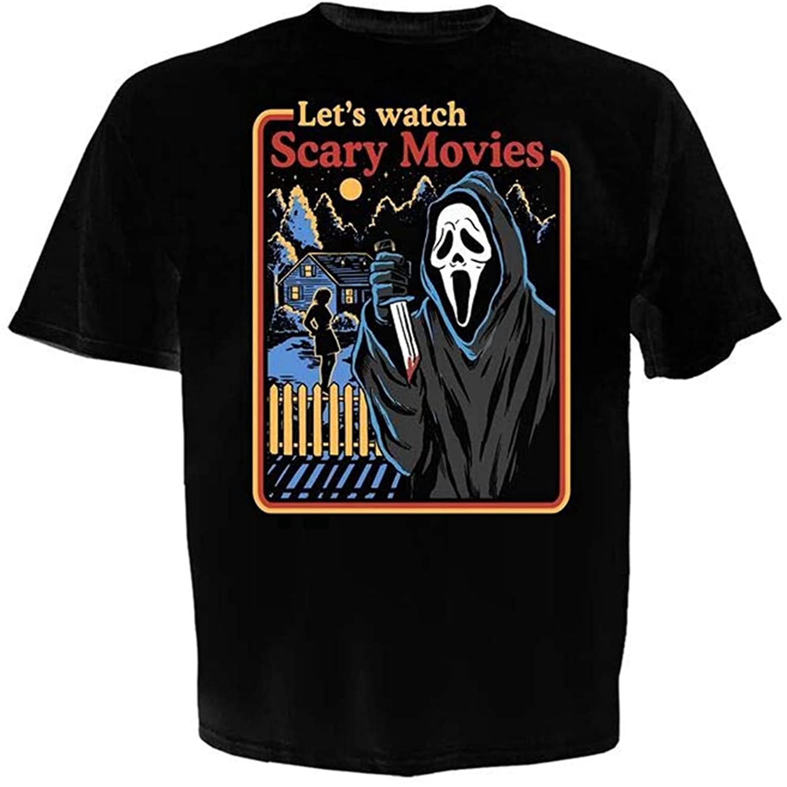HAITUN Ghostface Let's Watch Scary Movies Men's Black T-Shirt XL