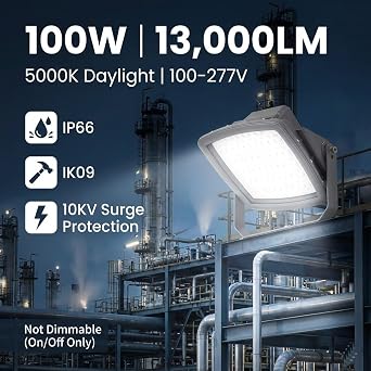 100W Explosion Proof LED Flood Light, Class I Division 2, UL Listed, 5000K