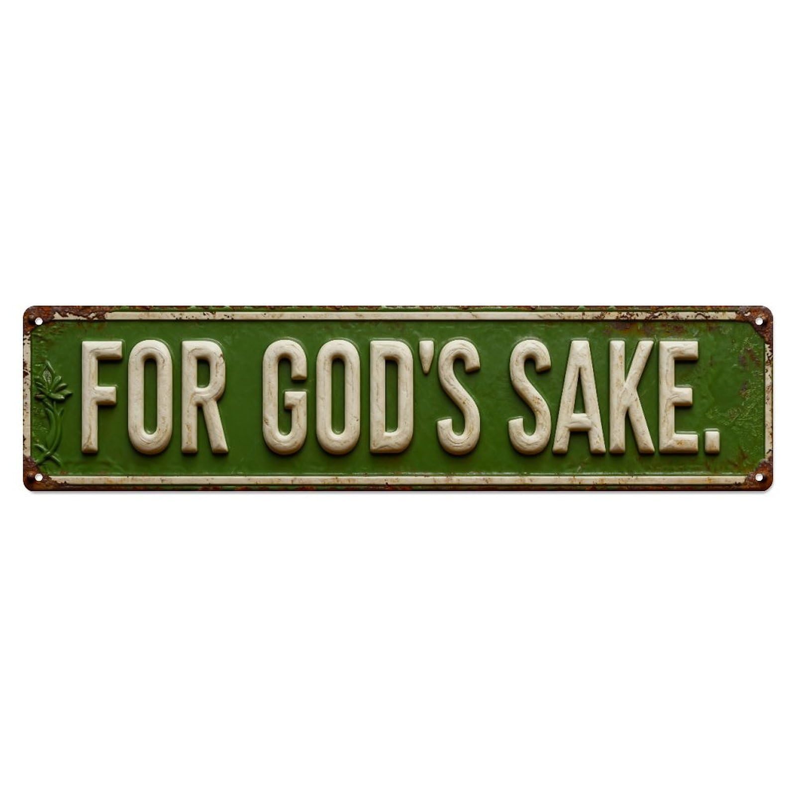 Iageret Vintage For Gods Sake Metal Tin Sign Retro Wall Decor, Bar Garage Cafe Kitchen Home Wall Art Poster Decoration 4X16inches