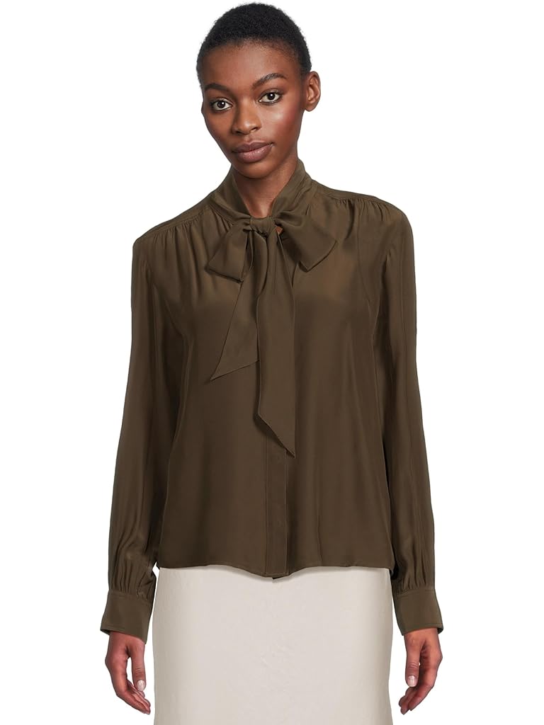 Brown Madewell Kimberly Tie Neck Top