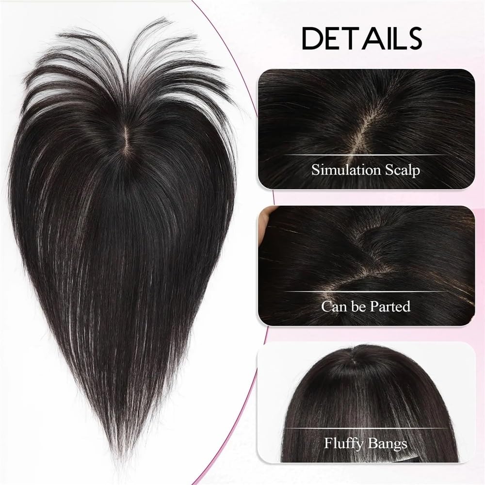 Körperpflege 10 Zoll Haarteile mit Pony, handgebundene Haarteile mit Spitzenbasis, Clip-In-Remy-Haare, Topper-Haarverlängerungen,Reddish Brown