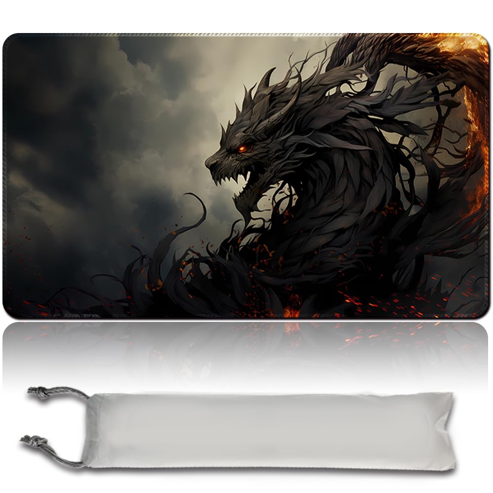 Board Game MTG Playmat Free Waterproof Bag, Sewn Edges,Card Enthusiasts TCG Playmat Mouse Pad MTG Game Mats With Zones (Original Playmat) (No Zone,Black Phyrexian Obliterator)