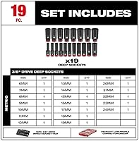 Vista 2 de Compatible con Milwaukee 49-66-6801 Shock Wave 3/8" Impact Duty Socket MM Packout Set - 19 PC, Dimensiones (LxWxH) (in) 16.2 x 9.8 x 2.5