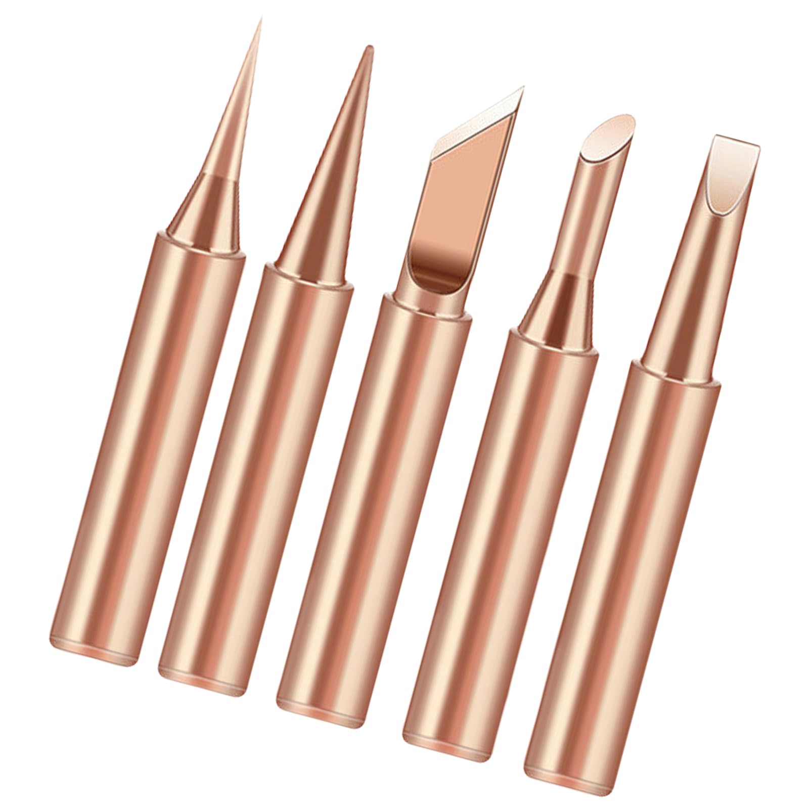 of 5 High Thermal Conductivity Heat Efficient Brass Soldering Tip Heads for Electronic Circuit Board Work Quick Heating Soldering Tip