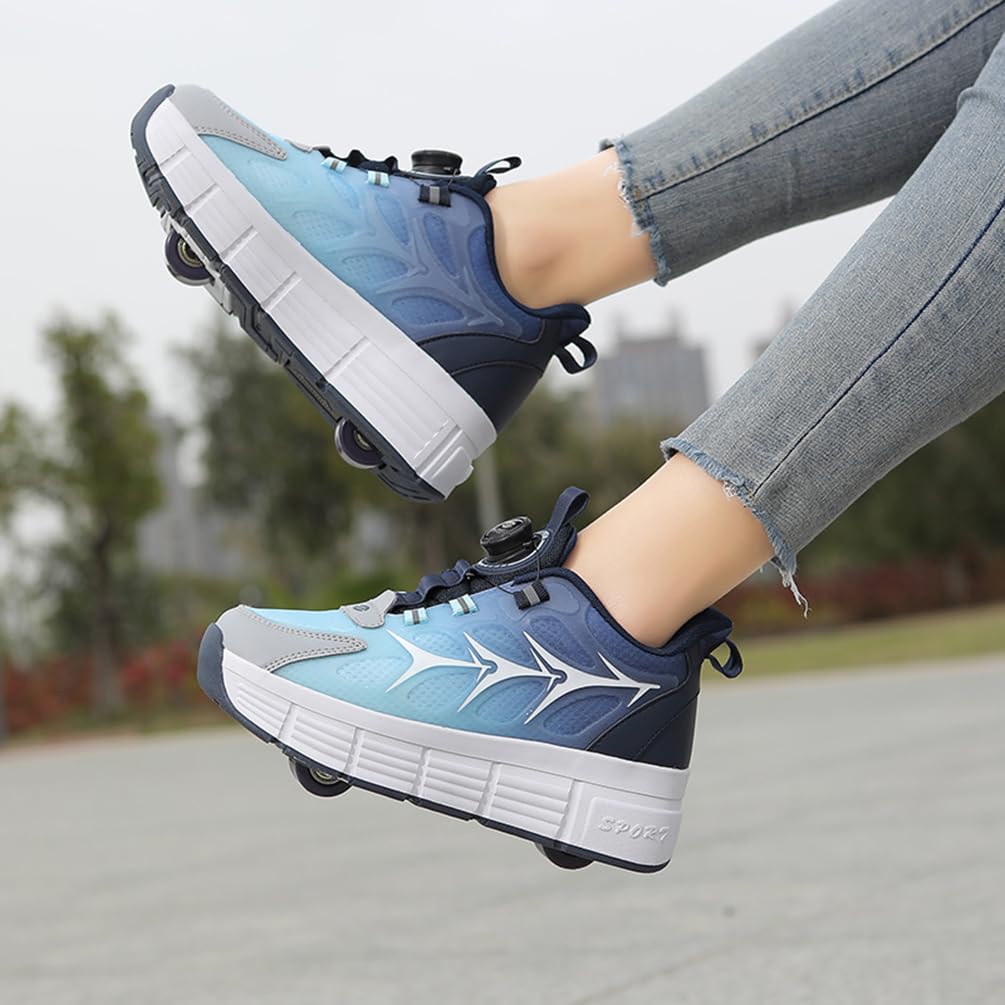 Chaussures de Skateboard Fille Garçon Patins à roulettes Chaussures à roulettes Enfants Filles Patins de Skate à roulettes Sneakers Baskets 2 en 1 Chaussures de Sport avec Roues