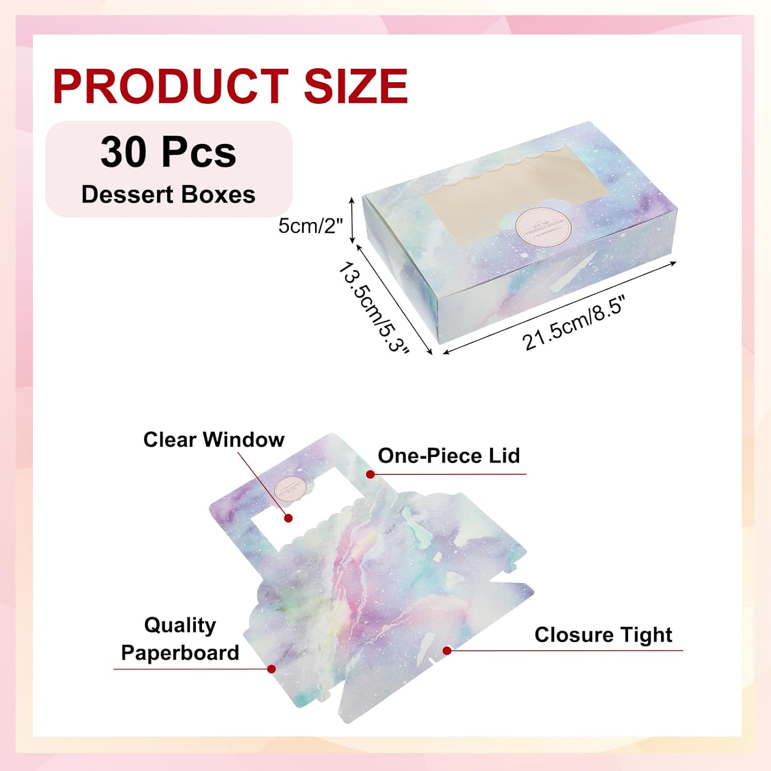 PATIKIL 8.5 x 5.3 x 2 Cookie Boxes with Window, Starry Sky Bakery Boxes, 30 Pack Homemade Rectangle Soap Candy Favor Treat Box for Pastry Candy DIY Craft Gift Giving Packaging