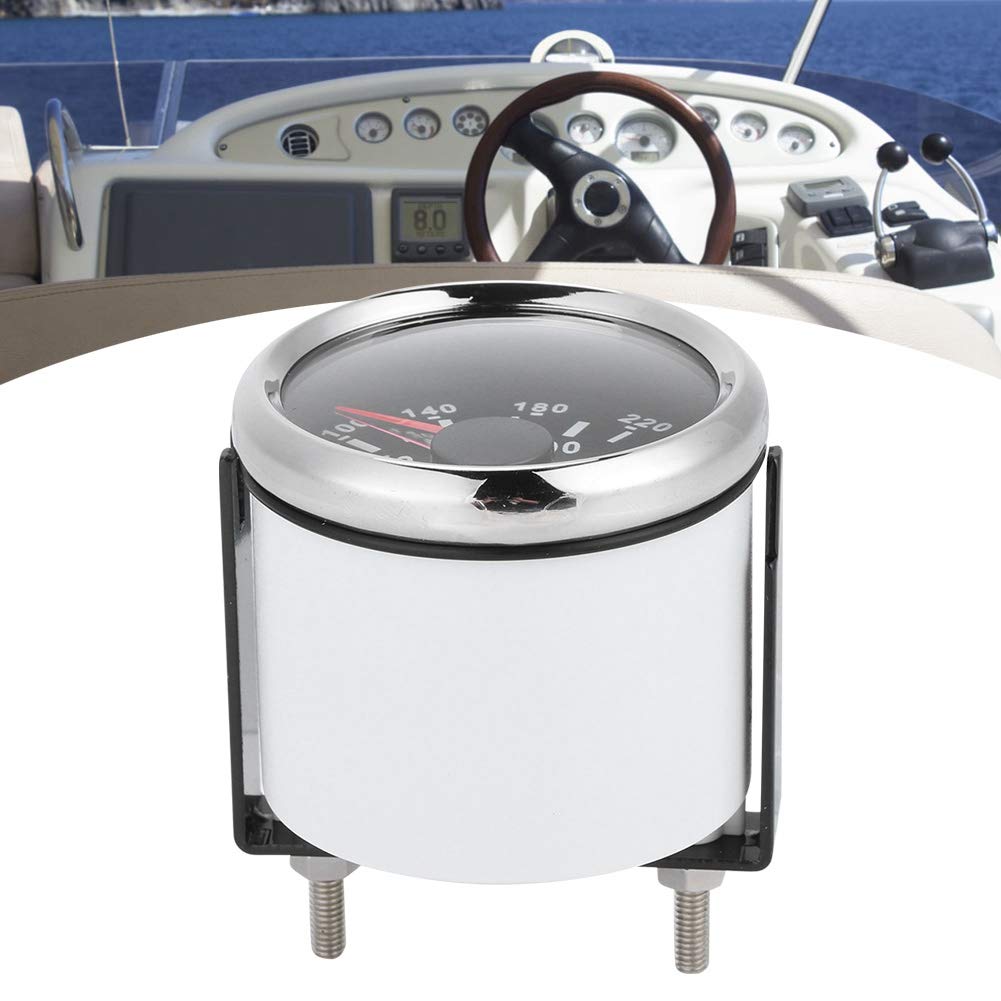 FastUU Medidor de Temperatura del Agua, 52 mm / 2 Pulgadas Medidor de Temperatura del Agua para Barcos a Prueba de Agua, Medidor de Temperatura del Agua del Motor Marino para Barcos, RV(Esfera Negra)