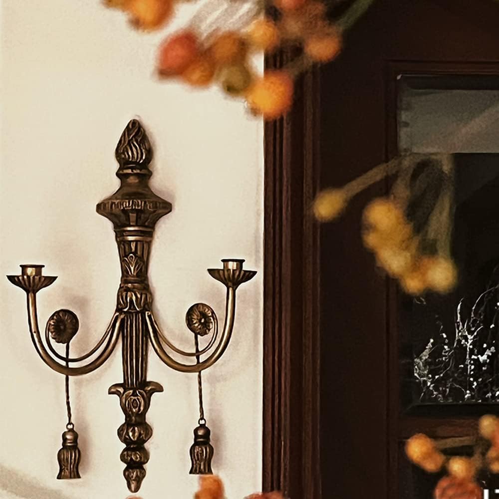Metal Wall Mounted Candle Sconces Holders,Vintage Hanging Candle Holder for Wall,Home Wall Art for Living Room Fireplace Yard Pathway