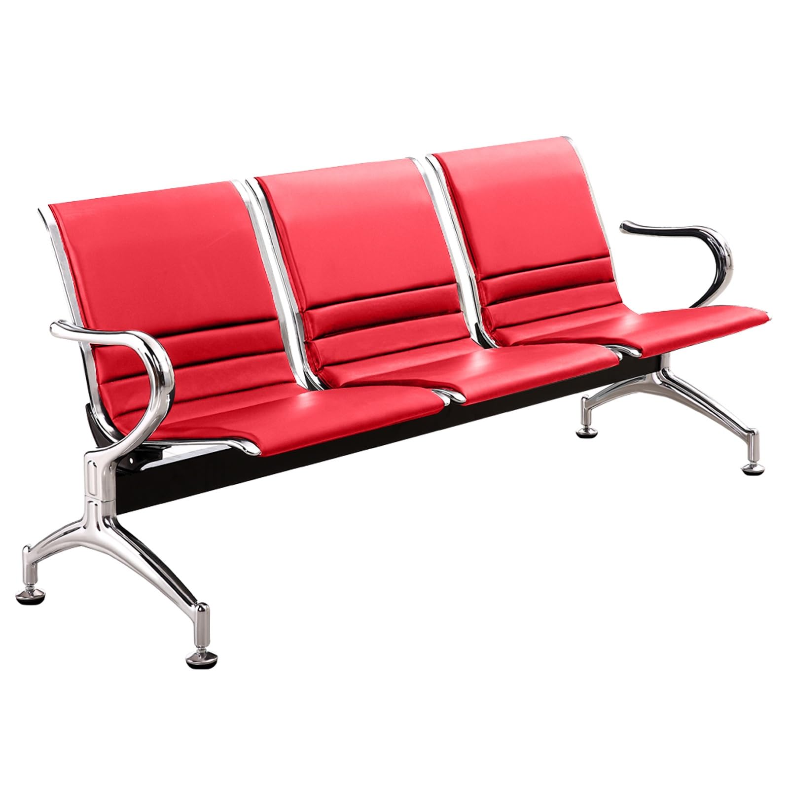 SaryEdge Airport Reception Sofa 3-Seater Room Bench Leather Office Chair with Backrest & Armrests Perfect for Lobby Clinic Hospital,