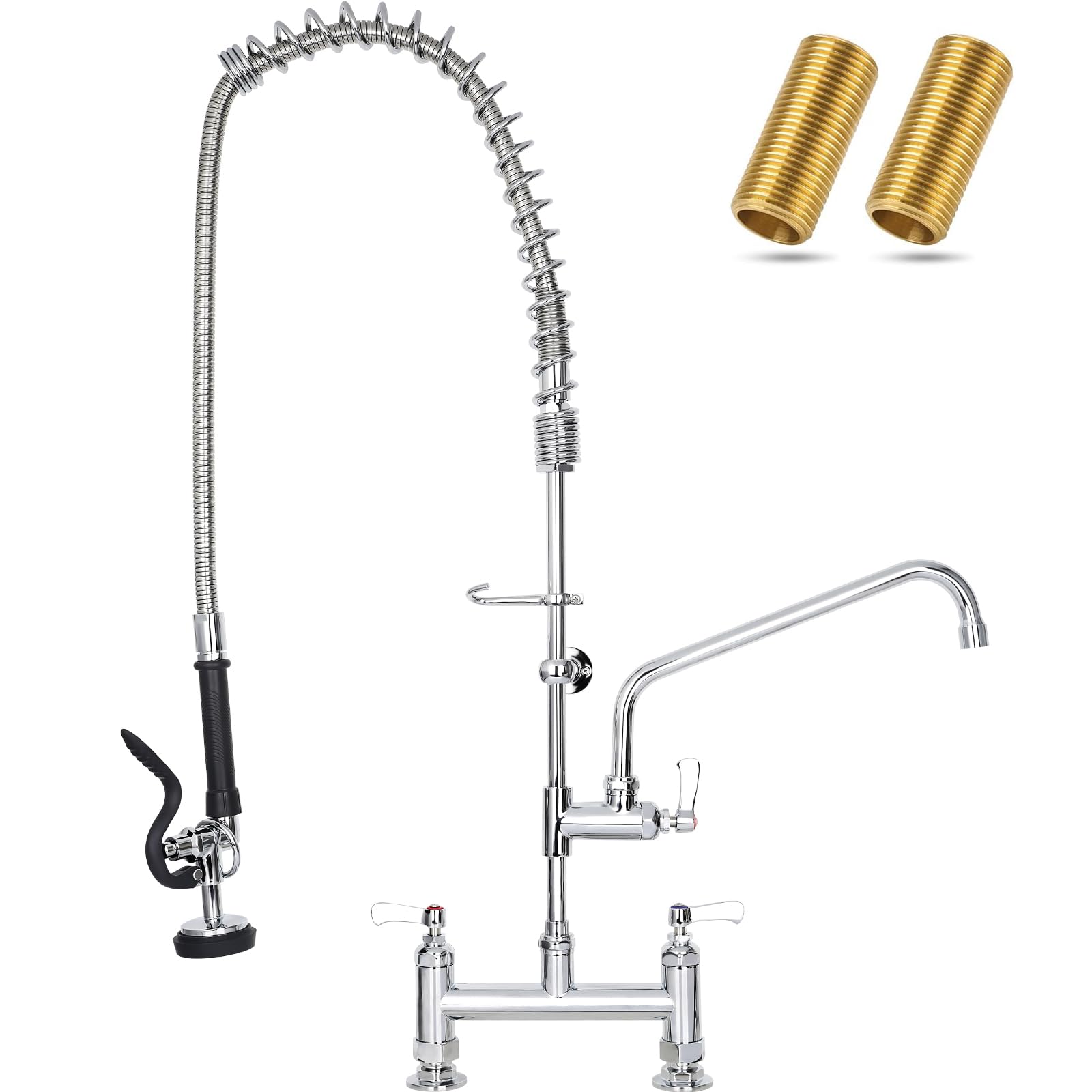 Robinet d'évier commercial de 91 cm avec douchette de pré-rinçage et bec pivotant