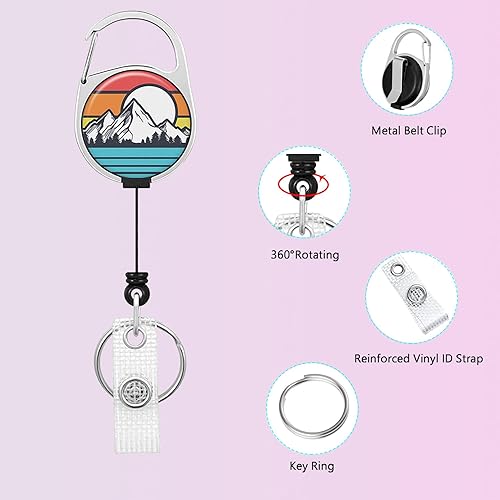 Miniatura 3 de Llavero retráctil de carrete de insignia, resistente con clip para cinturón, soporte para tarjetas de identificación verticales impermeables para 1