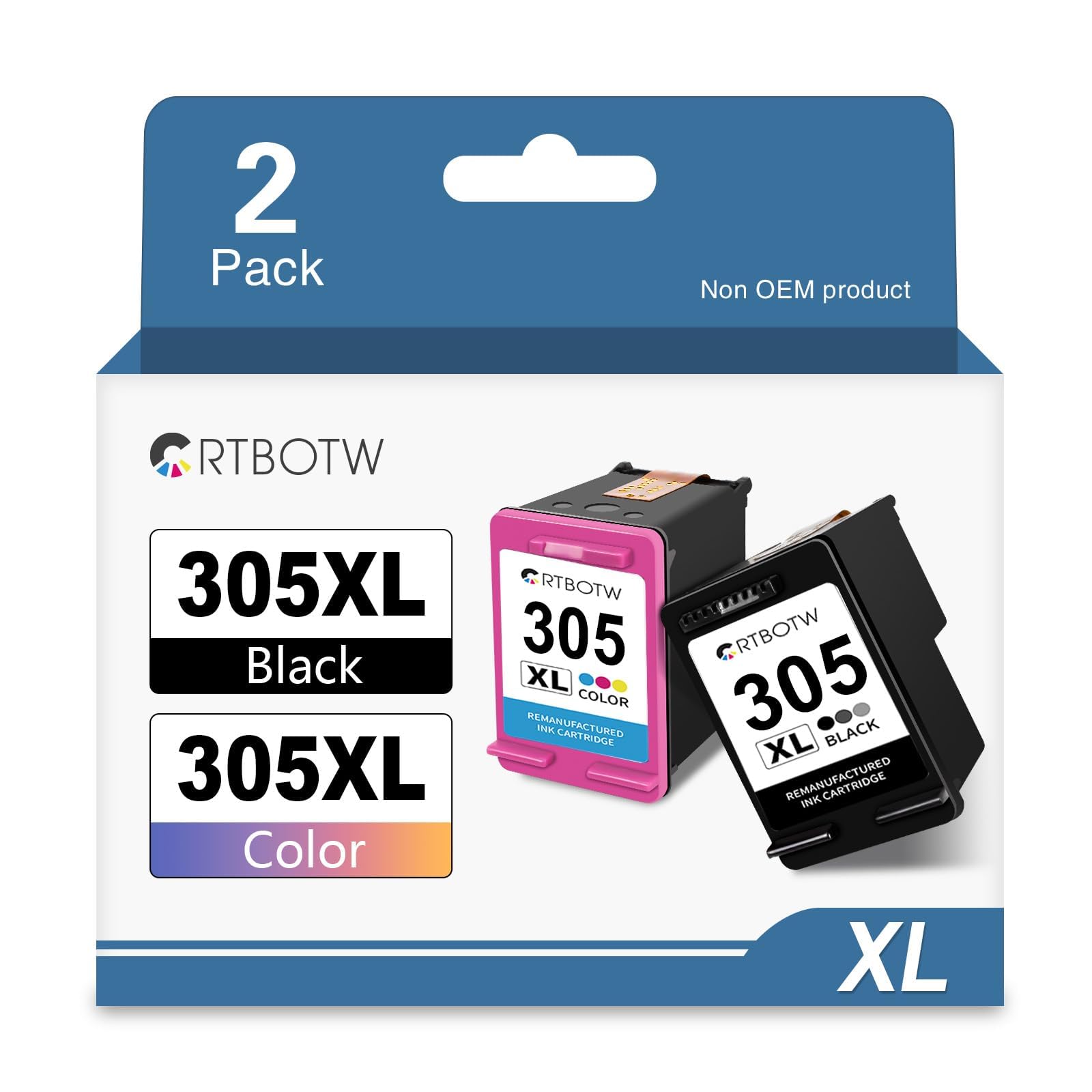 CRTBOTW Regenerowany 305XL 305XL do HP 305 XL wkład atramentowy Combo Pack do HP 305 wkłady atramentowe do DeskJet 2710 2720 DeskJet Plus 4100 4130 Envy 6010 6030 Envy Pro 6420 6430 (czarny i kolorowy)