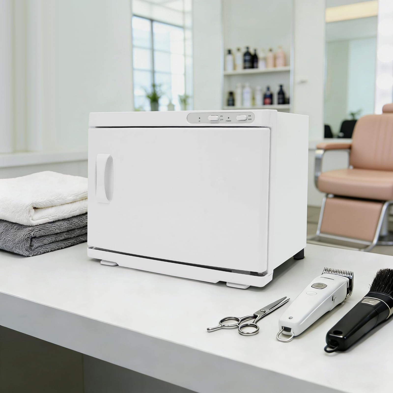 23L Handtuchwärmer Elektrisch, 200W Handtuchheizschrank Kosmetik (Weiß) | UV + Hochtemperatur, bis zu 20 Handtücher, 80℃ Desinfektionstemperatur, Handtuchschrank für Spa, Kosmetikstudio & Friseur