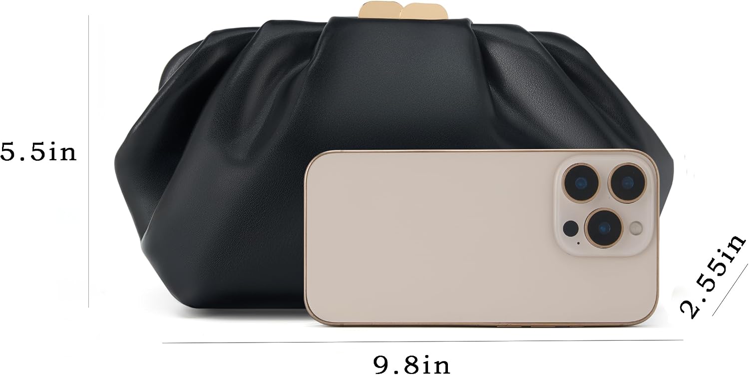 Elegant Pleated Evening Bag Soft Vegan Leather Clutch Purse Dressy Formal Handbag for Weddings, Proms, Cocktail-Gemma