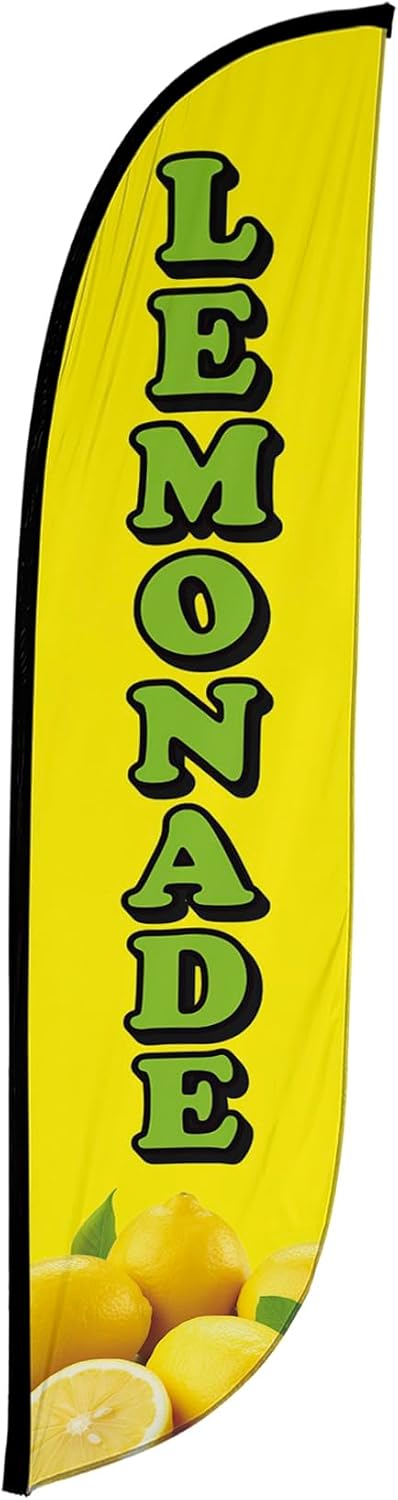 LookOurWay Feather Flag Banner - 12 Feet Tall Advertising Flags for Outdoor Business and Events Promotion - Swooper Flag Only - Juice Flag - Lemonade Yellow (10M1200616)