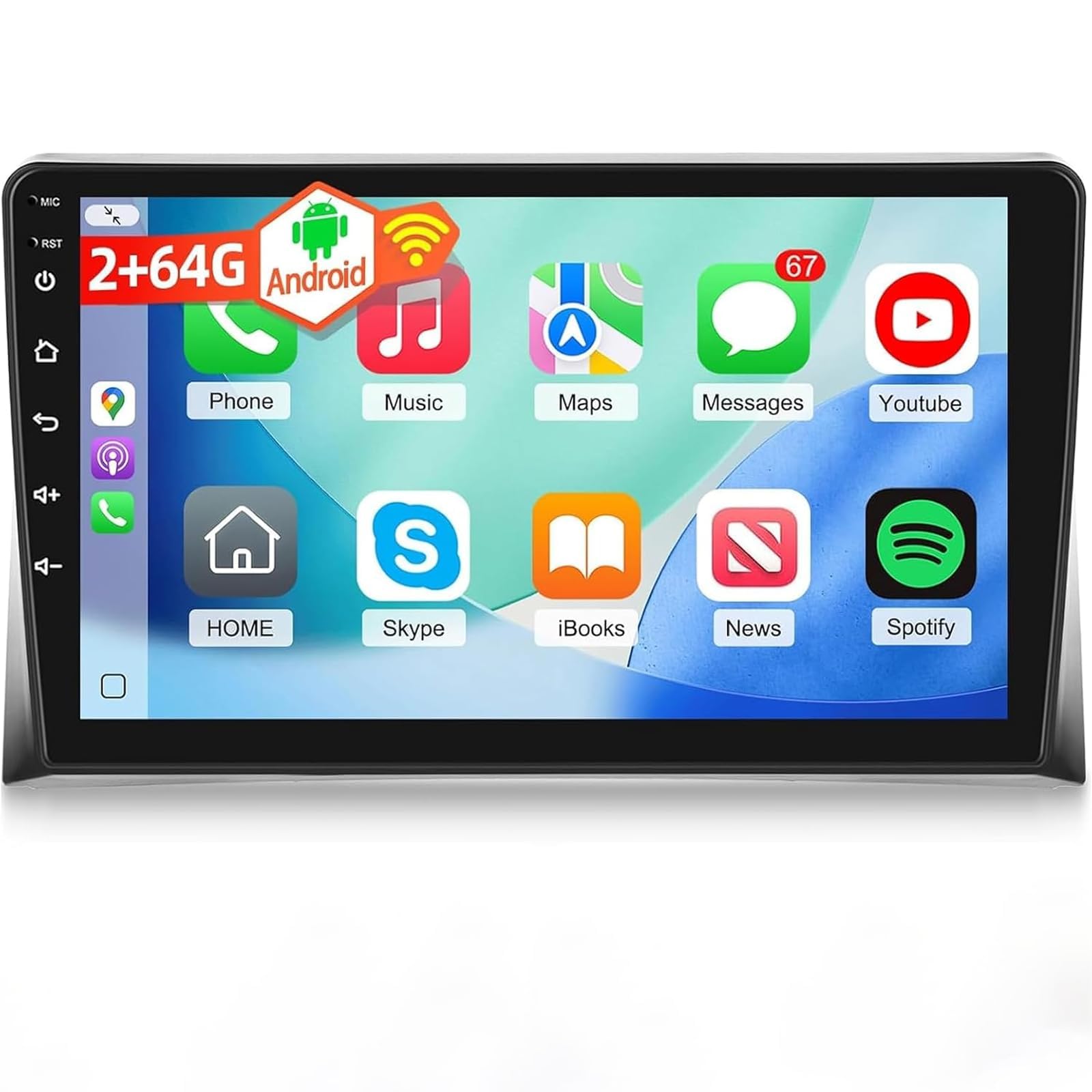 NHOPEEW 2G+64G Android Autoradio per VW T5 Multivan 2008-2015 - 9 pollici Stereo con Senza fili Carplay e Android Auto WiFi EQ GPS FM RDS + AHD Telecamera posteriore