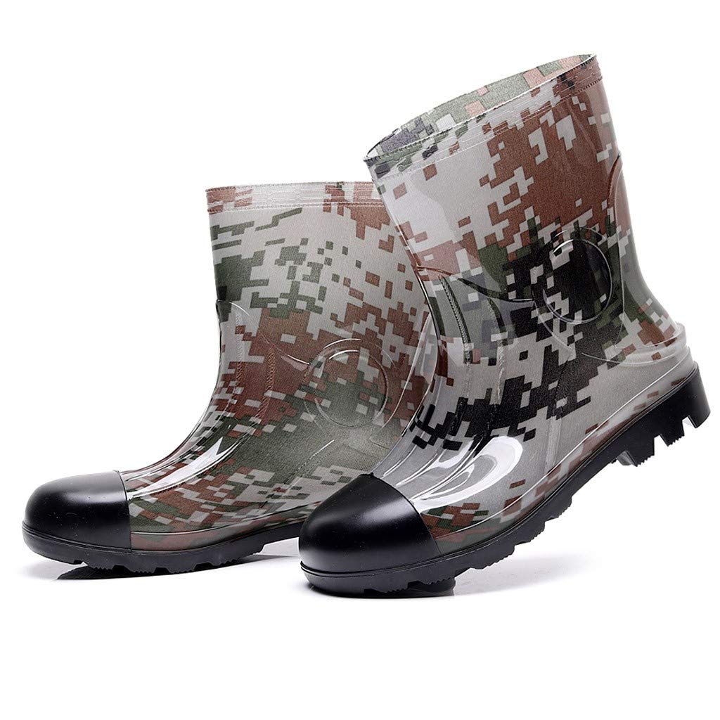 Botas de goma para hombre, diseño de camuflaje, botas de lluvia, botines de goma, impermeables, botines de tobillo, botas cortas, botas de goma, botas de lluvia, antideslizantes, botas de jardín